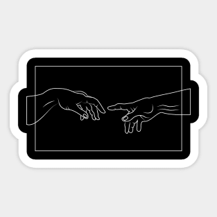 Michelangelo Creation Hands Aesthetic (White) Sticker